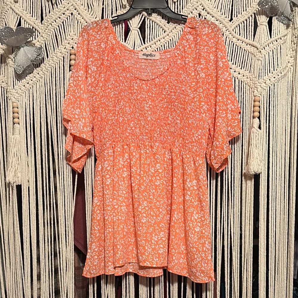 Haptics Pink Peplum Blouse 2x NWOT